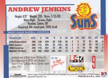 2009 Grandstand Jacksonville Suns #NNO Andrew Jenkins Back