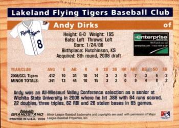 2009 Grandstand Lakeland Flying Tigers #NNO Andy Dirks Back