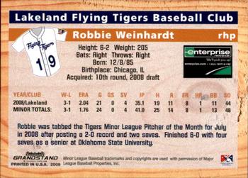 2009 Grandstand Lakeland Flying Tigers #NNO Robbie Weinhardt Back