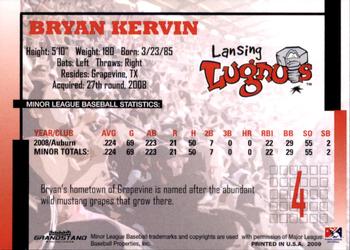 2009 Grandstand Lansing Lugnuts #NNO Bryan Kervin Back