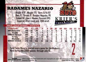 2009 Grandstand Modesto Nuts #NNO Radames Nazario Back
