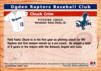 2009 Grandstand Ogden Raptors #NNO Chuck Crim Back