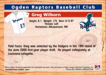 2009 Grandstand Ogden Raptors #NNO Greg Wilborn Back