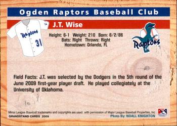 2009 Grandstand Ogden Raptors #NNO J.T. Wise Back