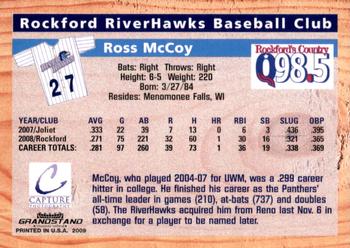 2009 Grandstand Rockford RiverHawks #NNO Ross McCoy Back