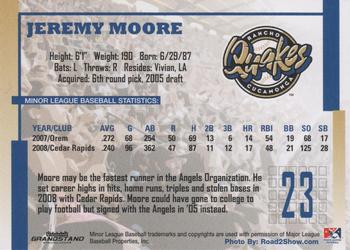 2009 Grandstand Rancho Cucamonga Quakes #NNO Jeremy Moore Back