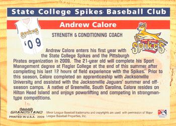 2009 Grandstand State College Spikes #NNO Andrew Calore Back