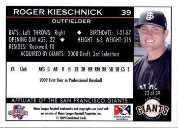 2009 Grandstand San Jose Giants #23 Roger Kieschnick Back