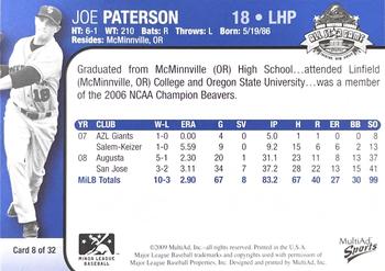 2009 MultiAd Eastern League All-Stars Northern Division #8 Joe Paterson Back