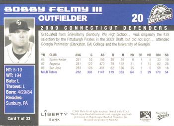2009 MultiAd Connecticut Defenders #7 Bobby Felmy  Back