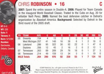 2009 MultiAd Iowa Cubs #17 Chris Robinson Back