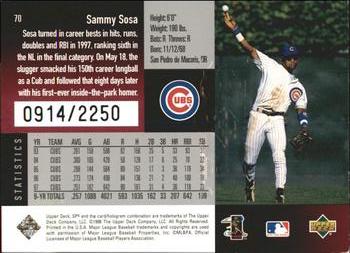 1998 SPx Finite - Spectrum #70 Sammy Sosa Back