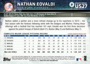 2015 Topps Update #US27 Nathan Eovaldi Back