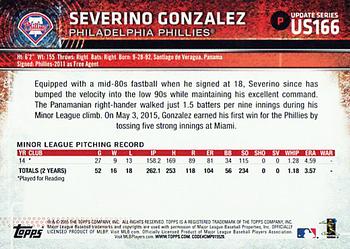 2015 Topps Update #US166 Severino Gonzalez Back