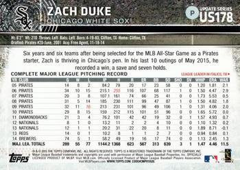 2015 Topps Update #US178 Zach Duke Back