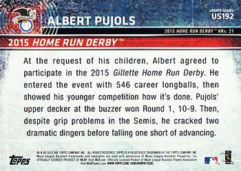 2015 Topps Update #US192 Albert Pujols Back