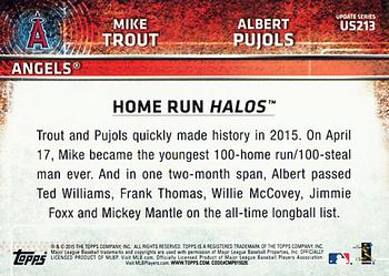 2015 Topps Update #US213 Home Run Halos (Mike Trout / Albert Pujols) Back