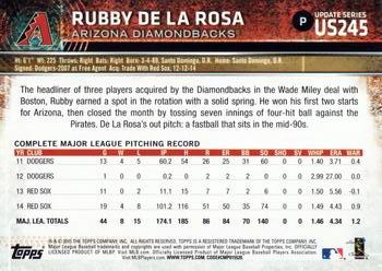 2015 Topps Update #US245 Rubby De La Rosa Back