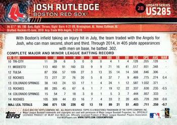 2015 Topps Update #US285 Josh Rutledge Back