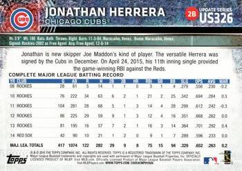 2015 Topps Update #US326 Jonathan Herrera Back