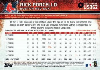 2015 Topps Update #US362 Rick Porcello Back
