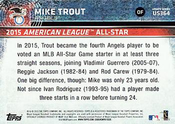 2015 Topps Update #US364 Mike Trout Back