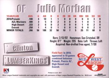 2011 Grandstand Midwest League Top Prospects #NNO Julio Morban Back