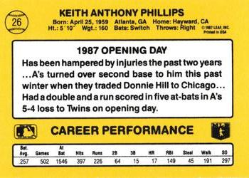 1987 Donruss Opening Day #26 Tony Phillips Back