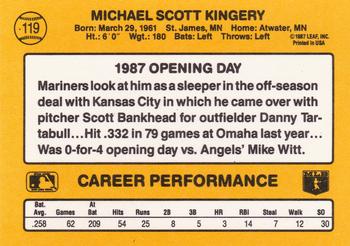 1987 Donruss Opening Day #119 Mike Kingery Back