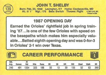 1987 Donruss Opening Day #139 John Shelby Back