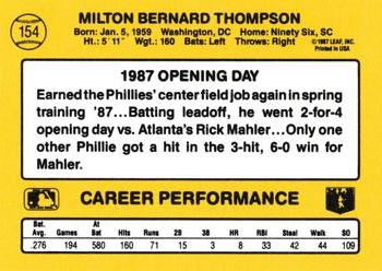 1987 Donruss Opening Day #154 Milt Thompson Back