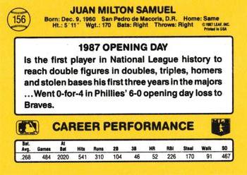 1987 Donruss Opening Day #156 Juan Samuel Back