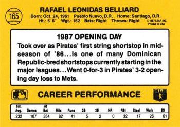 1987 Donruss Opening Day #165 Rafael Belliard Back