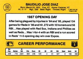 1987 Donruss Opening Day #190 Bo Diaz Back