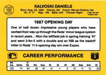 1987 Donruss Opening Day #192 Kal Daniels Back