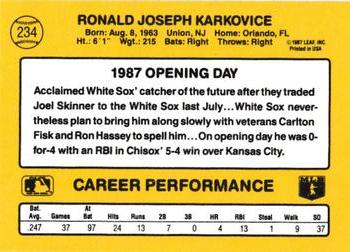 1987 Donruss Opening Day #234 Ron Karkovice Back