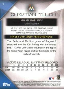 2015 Finest - Refractor #2 Christian Yelich Back
