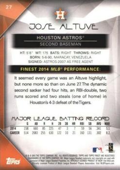 2015 Finest - Refractor #27 Jose Altuve Back