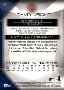 2015 Finest - Refractor #63 David Wright Back