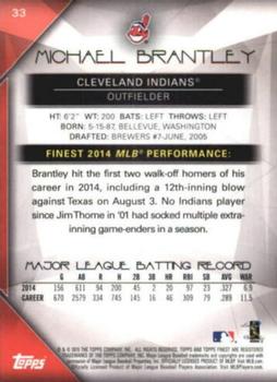 2015 Finest - Prism Refractor #33 Michael Brantley Back