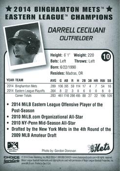 2014 Choice Binghamton Mets Eastern League Champions #10 Darrell Ceciliani Back