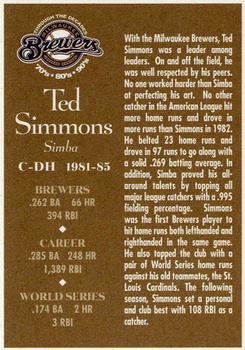 2000 Milwaukee Journal Sentinel Brewers All Decades Team 1980s #NNO Ted Simmons Back