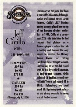 2000 Milwaukee Journal Sentinel Brewers All Decades Team 1990s #NNO Jeff Cirillo Back