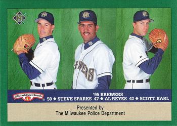 1995 Milwaukee Brewers Police #NNO Scott Karl / Steve Sparks / Alberto Reyes Front