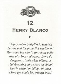 2000 Milwaukee Brewers Police #NNO Henry Blanco Back