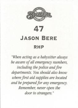 2000 Milwaukee Brewers Police #NNO Jason Bere Back