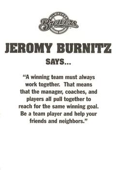 2001 Milwaukee Brewers Police #NNO Jeromy Burnitz Back