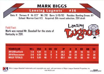 2015 Grandstand Lansing Lugnuts #NNO Mark Biggs Back