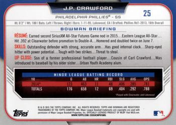 2015 Bowman Draft #25 J.P. Crawford Back