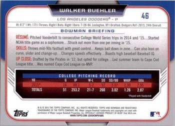 2015 Bowman Draft #46 Walker Buehler Back